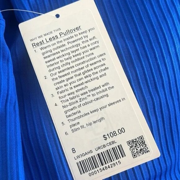 NWT LULULEMON Rest Less Blue Pullover SZ 8 - Picture 5 of 10